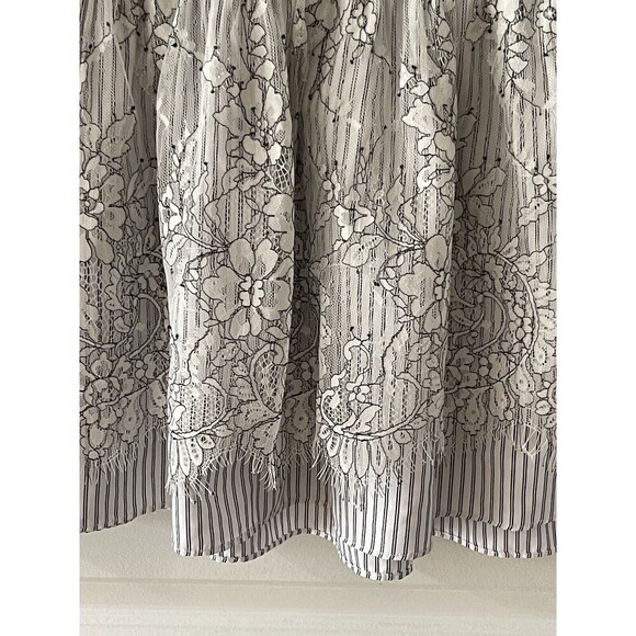 Lumie Black & White Lace Top Size S Bell Sleeves Striped Underlay Babydoll - Picture 6 of 9